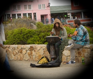 Mona and Andy performing on the street, August, 2012